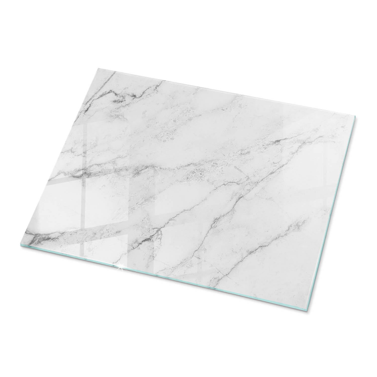 TISCHPLATTE 80x60 cm Marmorierte Oberfläche - Weiß/Grau, Glas (80/60/0.4cm) - TULUP