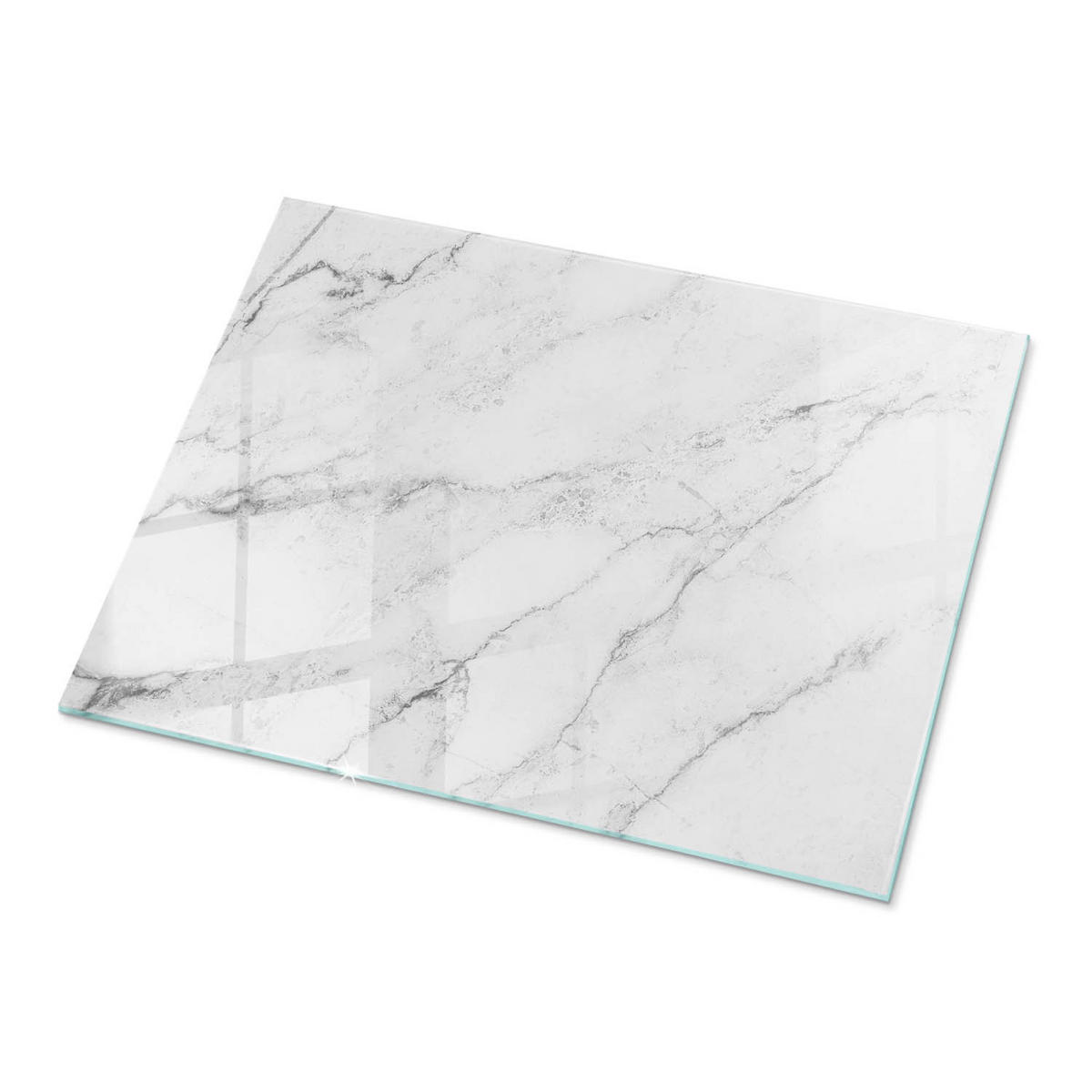 TISCHPLATTE 80x60 cm Marmorierte Oberfläche - Weiß/Grau, Glas (80/60/0.4cm) - TULUP