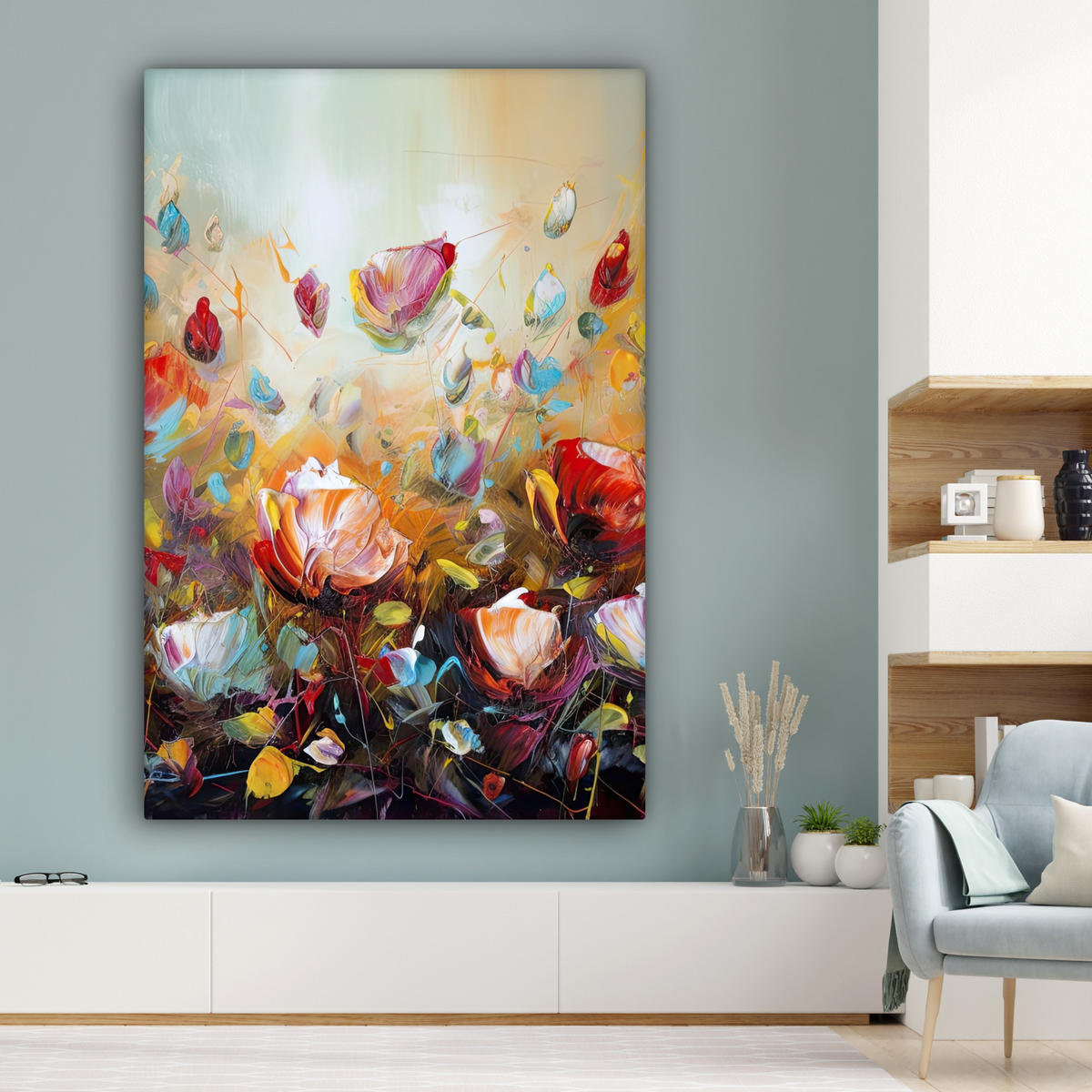 SLIKA NA PLATNU Cvetje 90x140 cm - večbarvno, tekstil (90/140cm) - MuchoWow