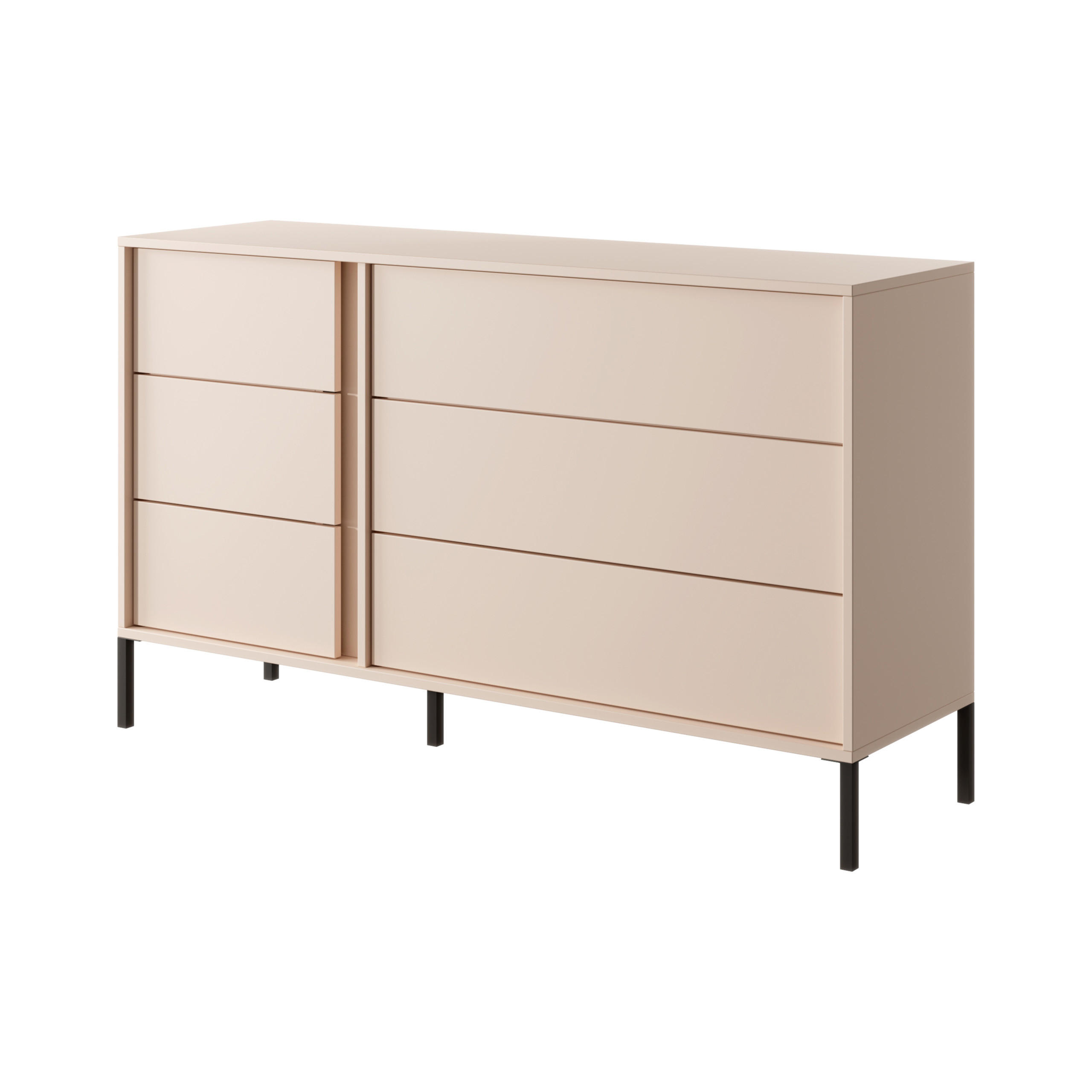 SIDEBOARD DASTINO 137/81/40 cm mit 6 Schubladen Beige - Beige, Holzwerkstoff (137/81/40cm) - MASSENO