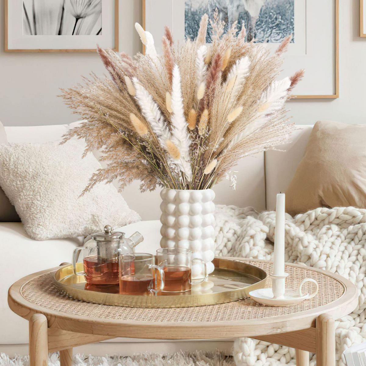 TROCKENBLUME 85 Stück, Boho-Blumen - Multicolor, Naturmaterialien (10cm) - Kaket