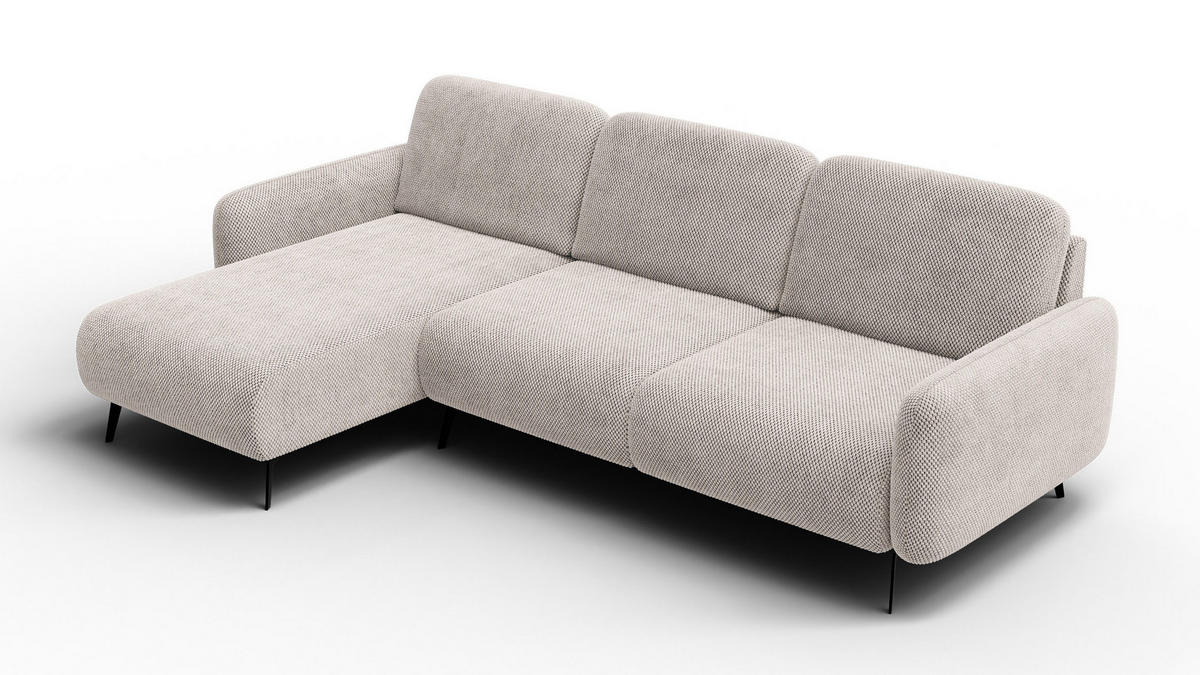 ECKSOFA FEBE 4-Sitzer links, beige - Beige/Schwarz, Holz/Textil (264/157cm) - Courtois Laville