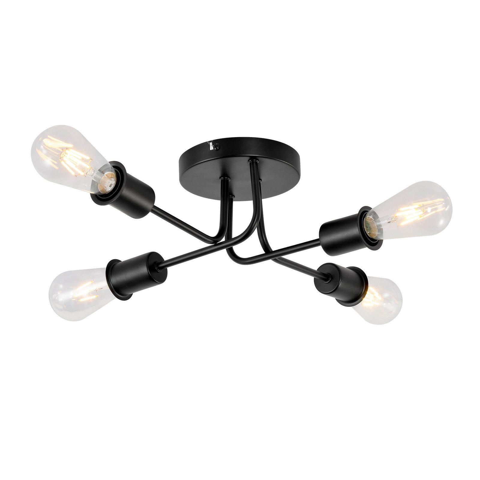 DECKENSTRAHLER Glühwina 44.5/14.5/44.5 cm - Schwarz, Metall (44.5/44.5/14.5cm) - ZMH