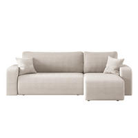 ECKSOFA L-FORM Schlaffunktion Und Bettkasten Eckcouch MILANO L Stoff Dicker Cord Beige Rechts - Beige, Holz/Textil (244/142cm) - Kaiser Möbel