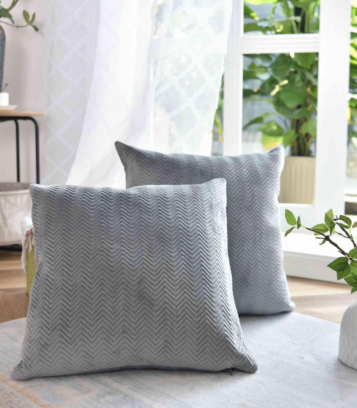 DEKOKISSEN Greta 45x45 cm Grau - Grau, Textil (45/45cm)