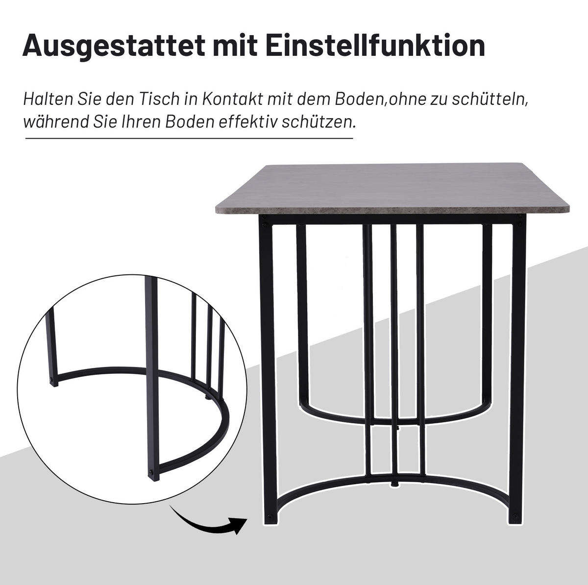 ESSTISCH 140/80/75 cm in Grau mit Marmor-Dekor und verstellbaren Füßen - Grau, Holzwerkstoff (140/80/75cm) - Flora Grace