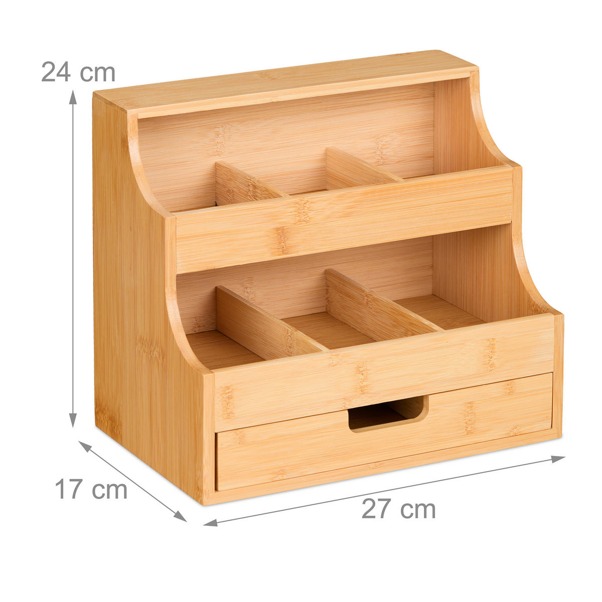 TEE-ORGANIZER - Hellbraun, Holz (27/24/17cm) - Relaxdays