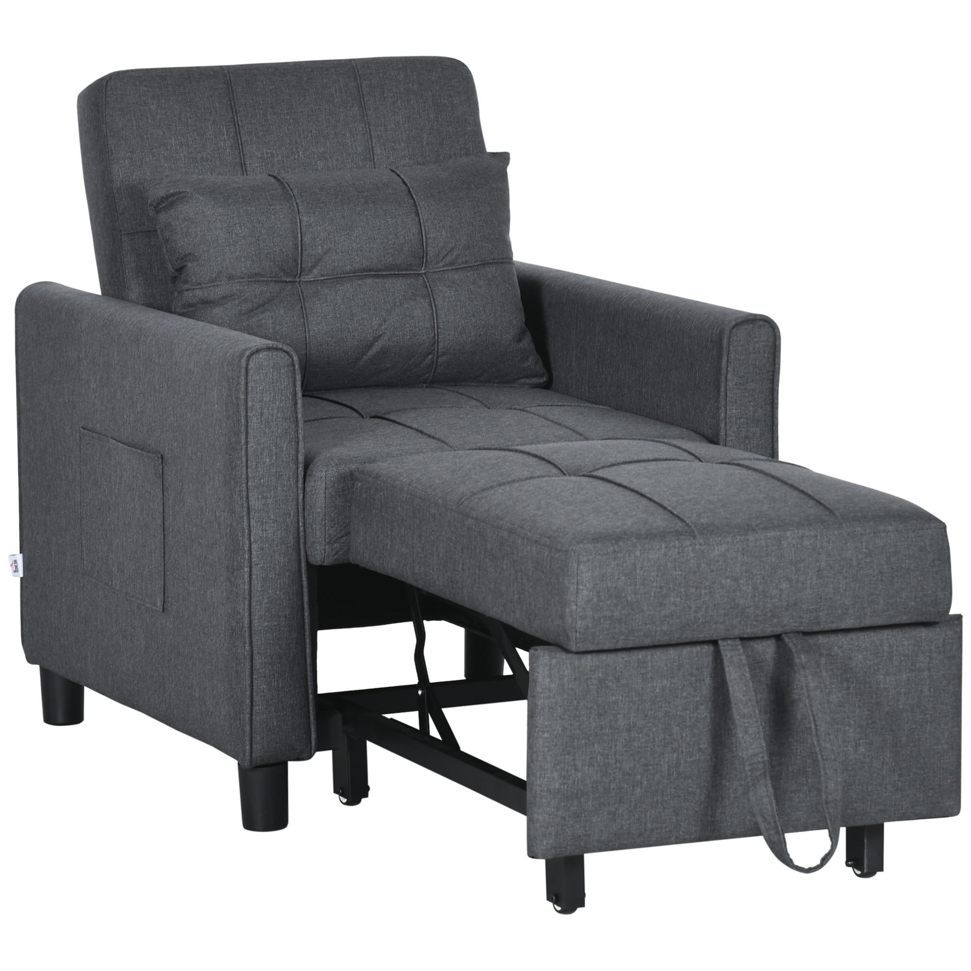 SCHLAFSESSEL 3-in-1 DE-14606 mit 3-fach verstellbarer Rückenlehne Grau - Grau, Metall (69/85/82cm) - ComfortXL