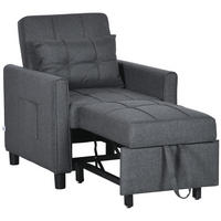 SCHLAFSESSEL 3-in-1 DE-14606 mit 3-fach verstellbarer Rückenlehne Grau - Grau, Metall (69/85/82cm) - ComfortXL
