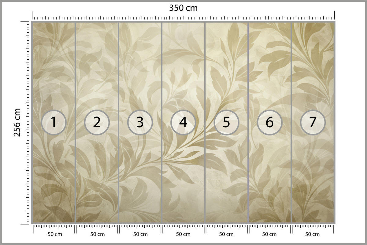 FOTOTAPETE für Schlafzimmer Blätter Pflanzen Natur 350x256 - Beige/Braun, Papier (350/256cm) - Muralo