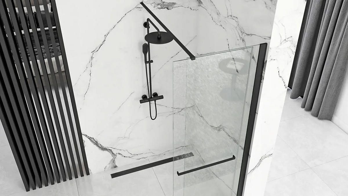 DUSCHWAND Rea Cortis Black 100 - Schwarz, Glas (100.5/199.5cm) - REA