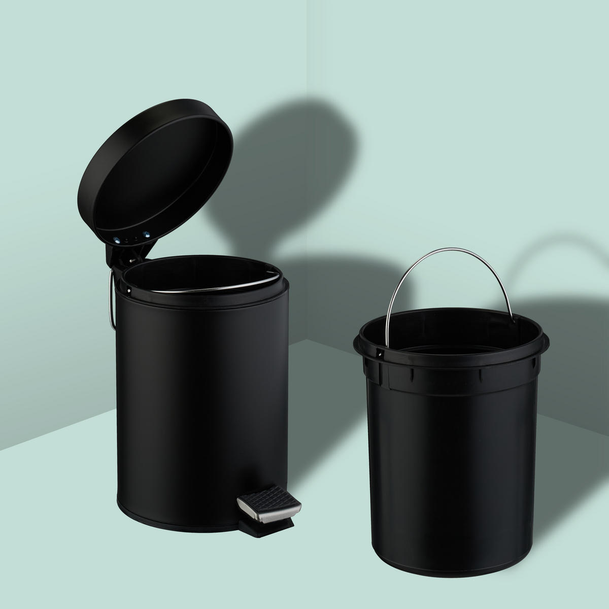 KOSMETIKEIMER - Schwarz, Kunststoff/Metall (17/25/23cm) - Relaxdays