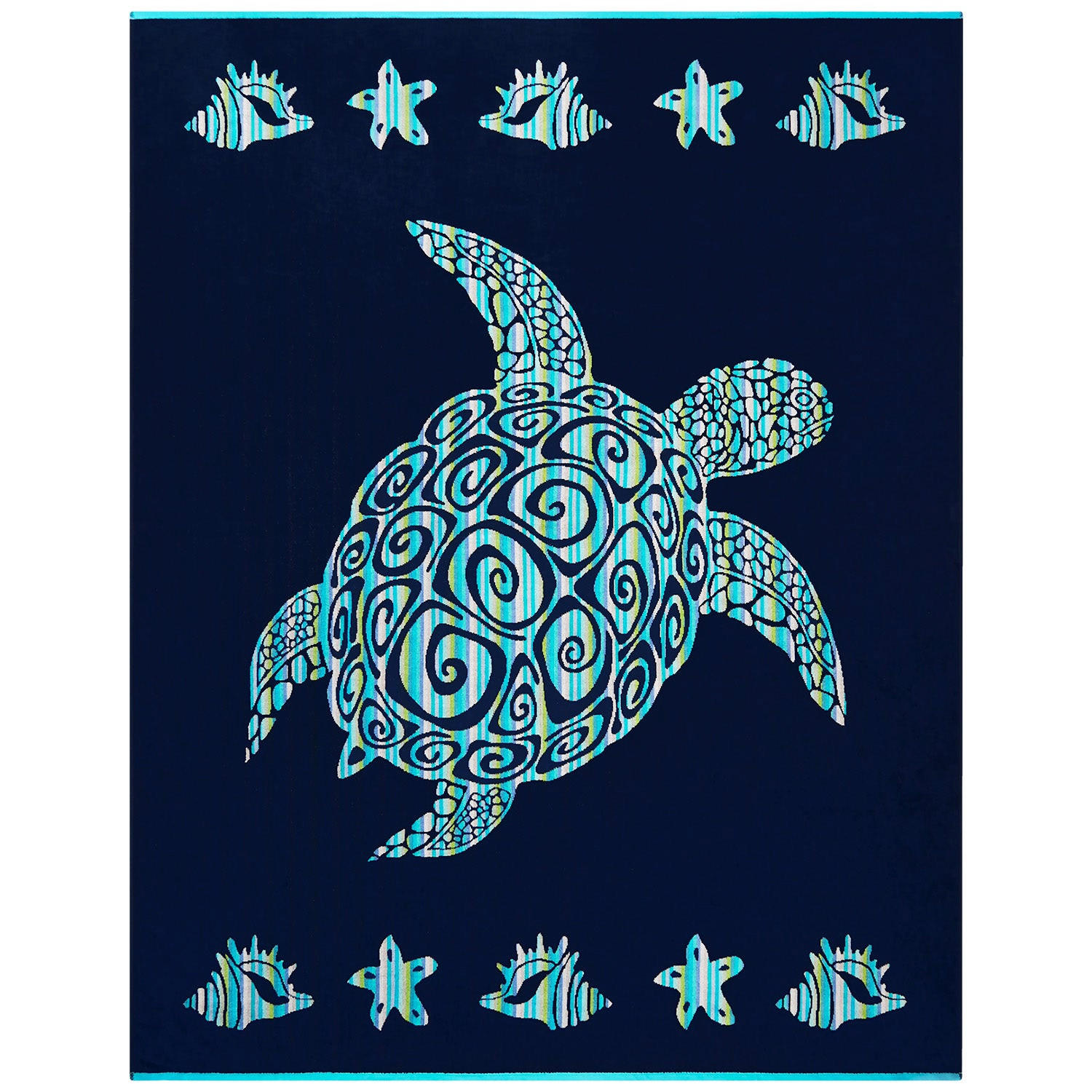 STRANDTUCH aus Veloursfrottee Jacquard Blau 140x180 400g/m² - Calypso - Blau, Textil (140/180cm) - LE COMPTOIR DE LA PLAGE