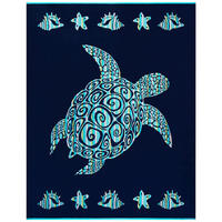 STRANDTUCH aus Veloursfrottee Jacquard Blau 140x180 400g/m² - Calypso - Blau, Textil (140/180cm) - LE COMPTOIR DE LA PLAGE
