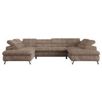 WOHNLANDSCHAFT PETER U Cord Braun - Schwarz/Braun, Textil/Metall (346/76/208cm) - MKS