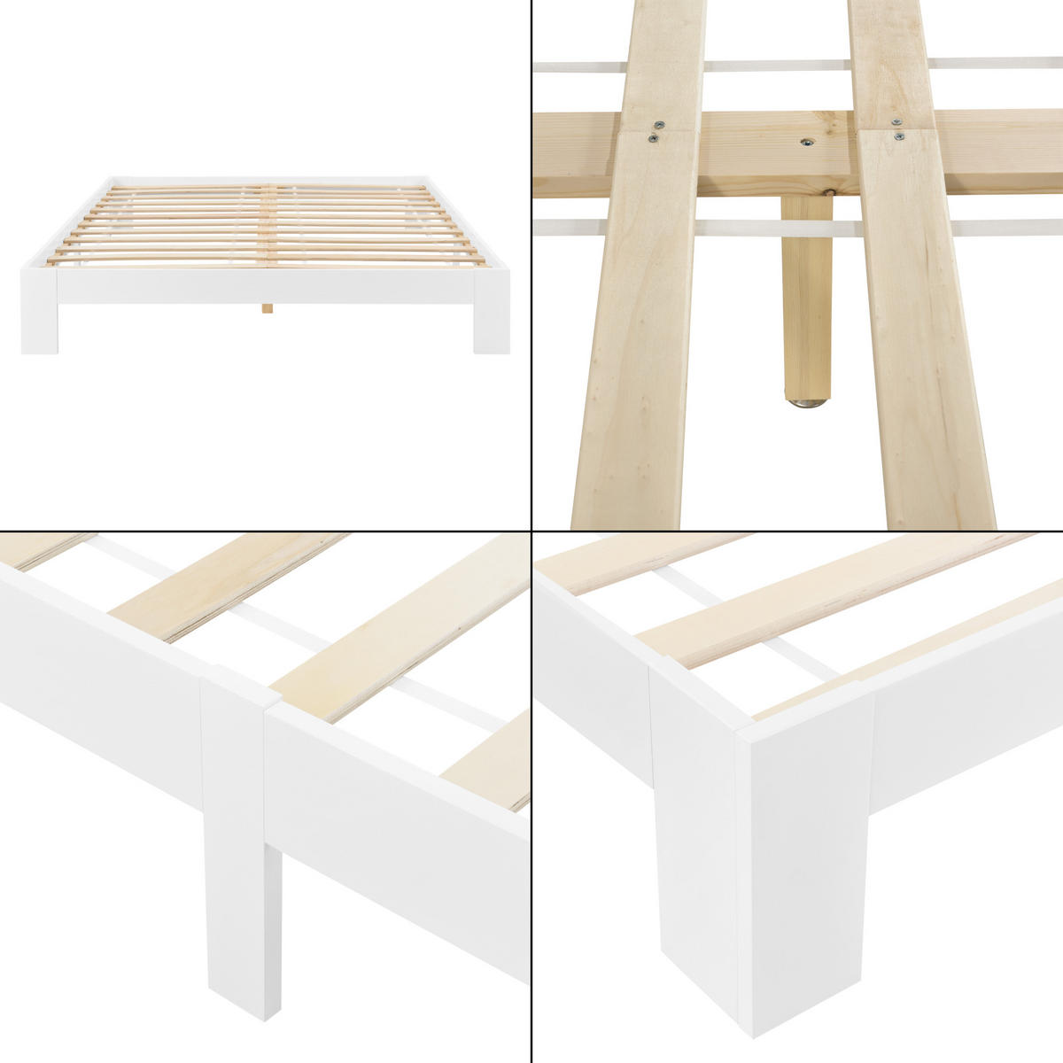 HOLZBETT Raisio - Weiß, Holz (160/200cm) - [en.casa]