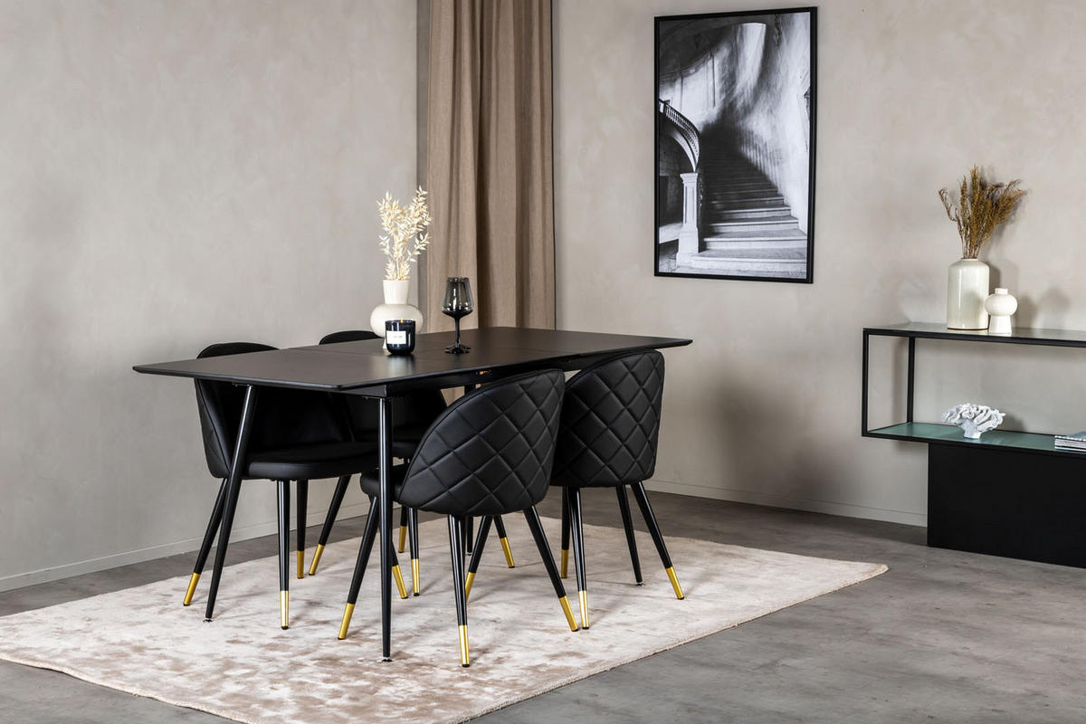 TISCHGRUPPE Schwarz - Schwarz, Holzwerkstoff (90/76/120cm) - ebuy24