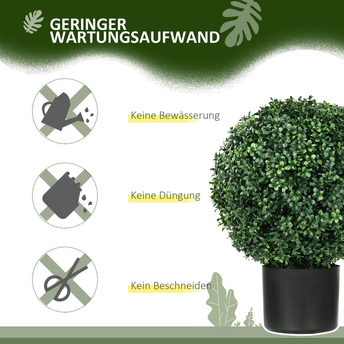 KÜNSTLICHE Pflanzen, PE, Stahl, Grün - Grün, Kunststoff (52cm) - HOMCOM