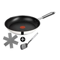 BRATPFANNE J90921 Jamie Oliver 24 cm 3-tlg Edelstahl Antihaft Induktion - Silberfarben/Schwarz, Metall (24cm) - Tefal