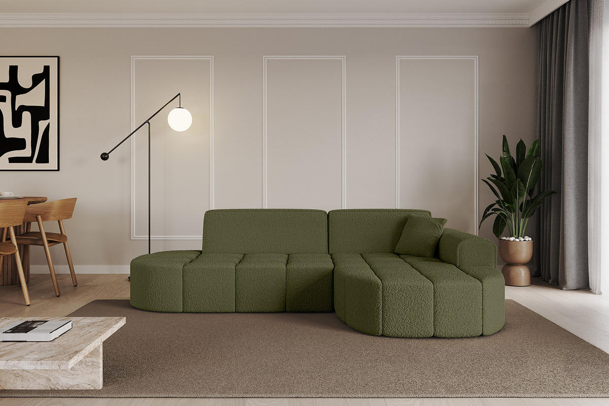 ECKSOFA Ottomane Rechts LIVO-L1 - 252x173x79,5 cm Grün - Grün, Holzwerkstoff/Textil (252/173cm) - ALTDECOR
