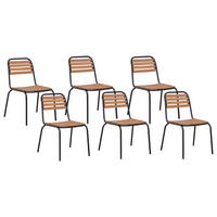 GARTENSTUHL 6er Set Heller Holzfarbton Vallese - Hellbraun, Holz (49/84/40cm) - Beliani