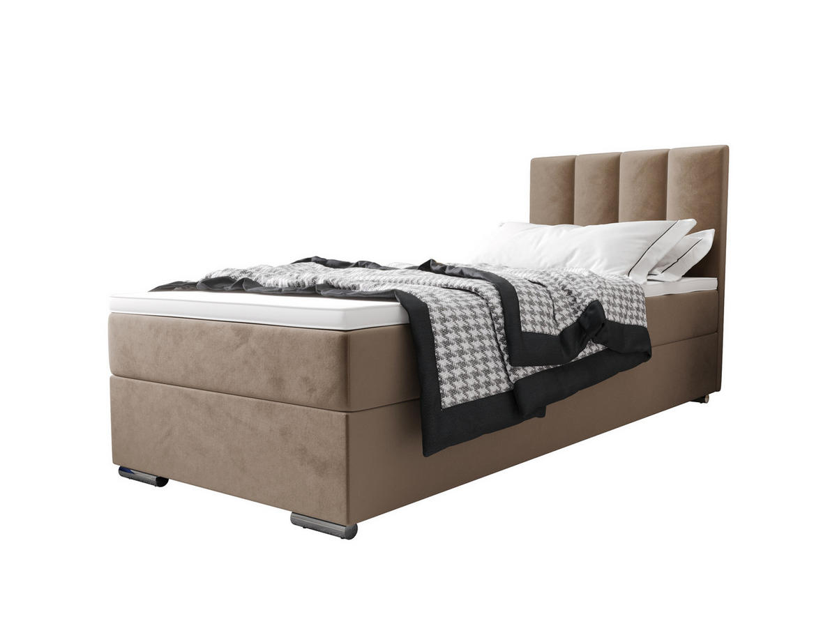 BOXBETT ZILANO 2 mit Matratze H3 und Topper 80x200 Itaka 48 - Cappuccino, Holz/Textil (80/200cm) - Bedante