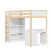 HOCHBETT 90/200 cm aus Holzwerkstoff mit Schreibtisch, Stauraumschrank und flexiblem Aufbau, Natur Holzwerkstoff - Naturfarben, Holzwerkstoff (90/200cm) - Redom