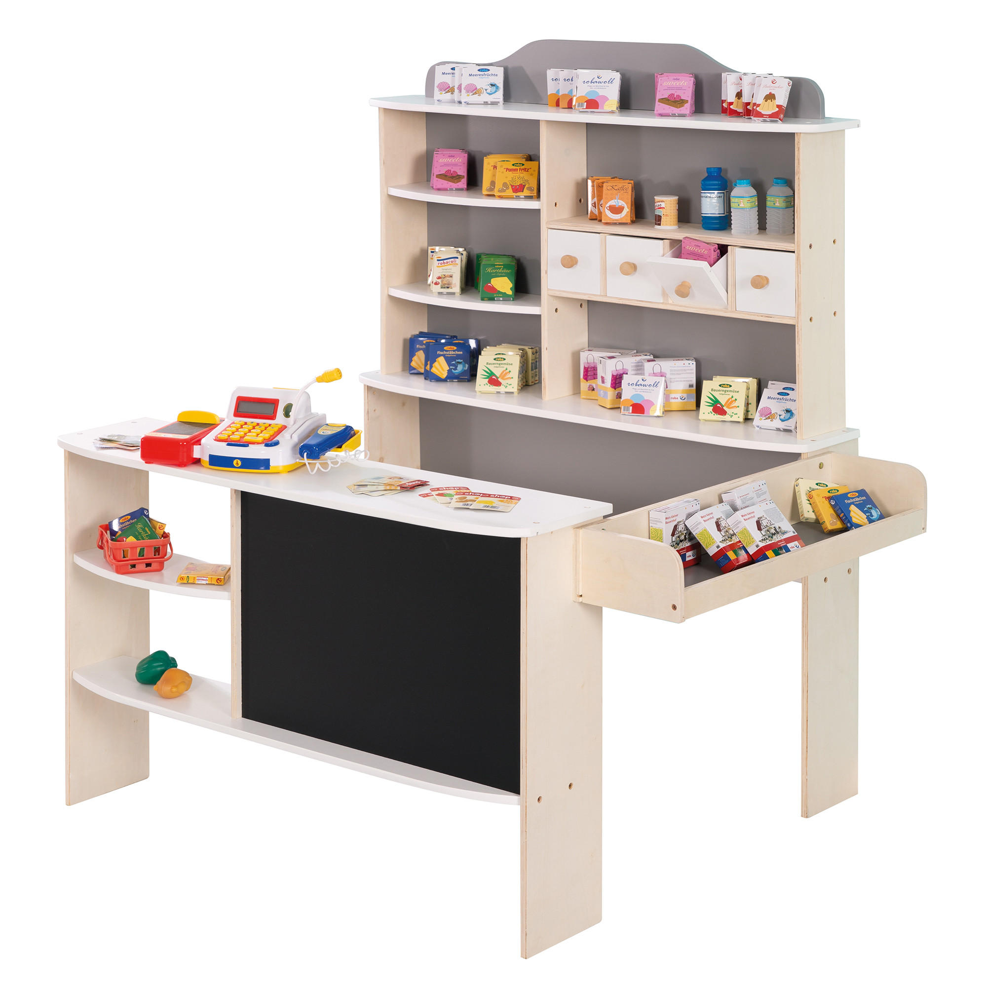 VERKAUFSSTAND mit Zubehör - Naturfarben, Holzwerkstoff (100/120/78cm) - Roba