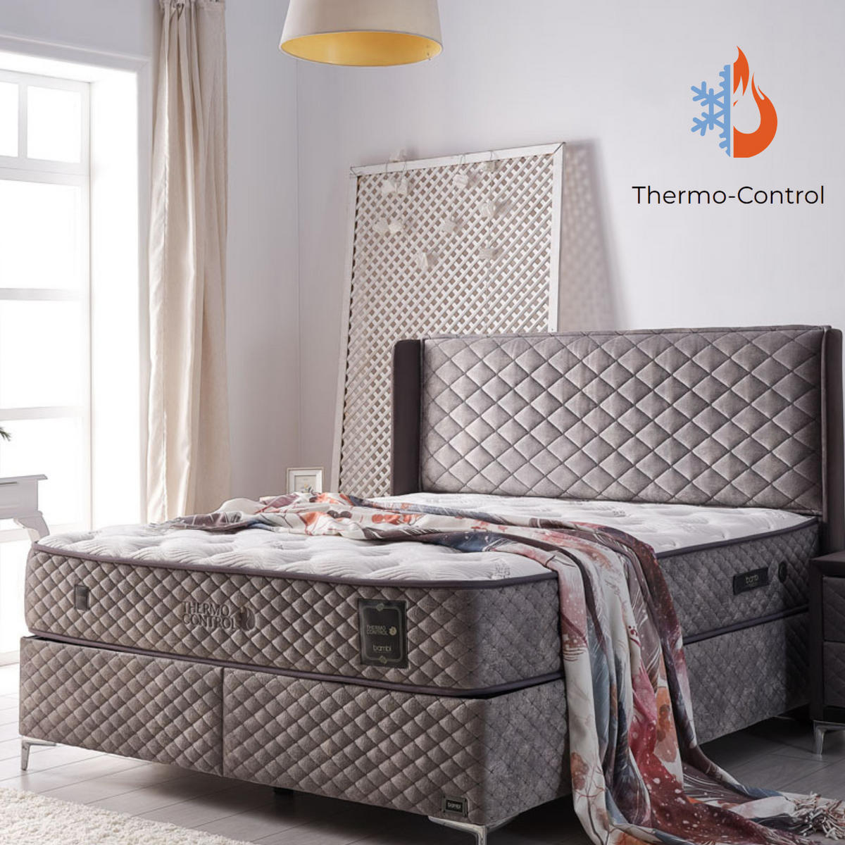 BOXSPRINGBETT Bambi Bett mit Matratze Thermo Control Anthrazit 180x200 - Anthrazit, Holz/Metall (180/200cm) - Bambi