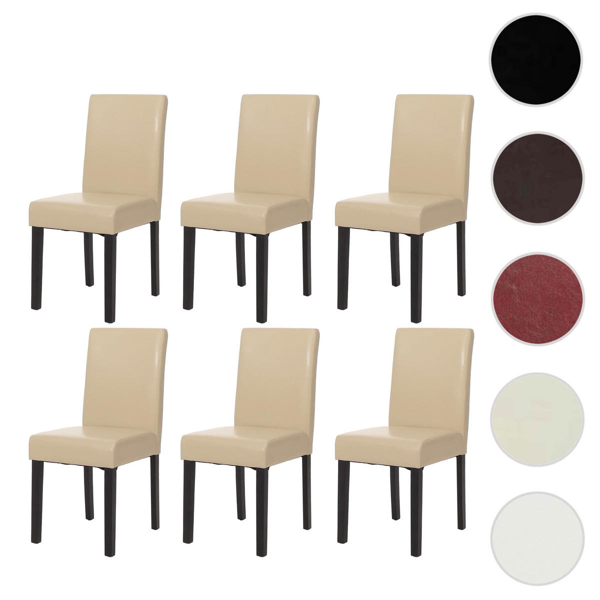 ESSZIMMERSTUHL 6er-Set klassisch und zeitlos 90x43x56cm Sitzhöhe 45cm Leder dunkle Beine Braun - Braun, Leder (43/90/56cm) - CHEFGASTRO