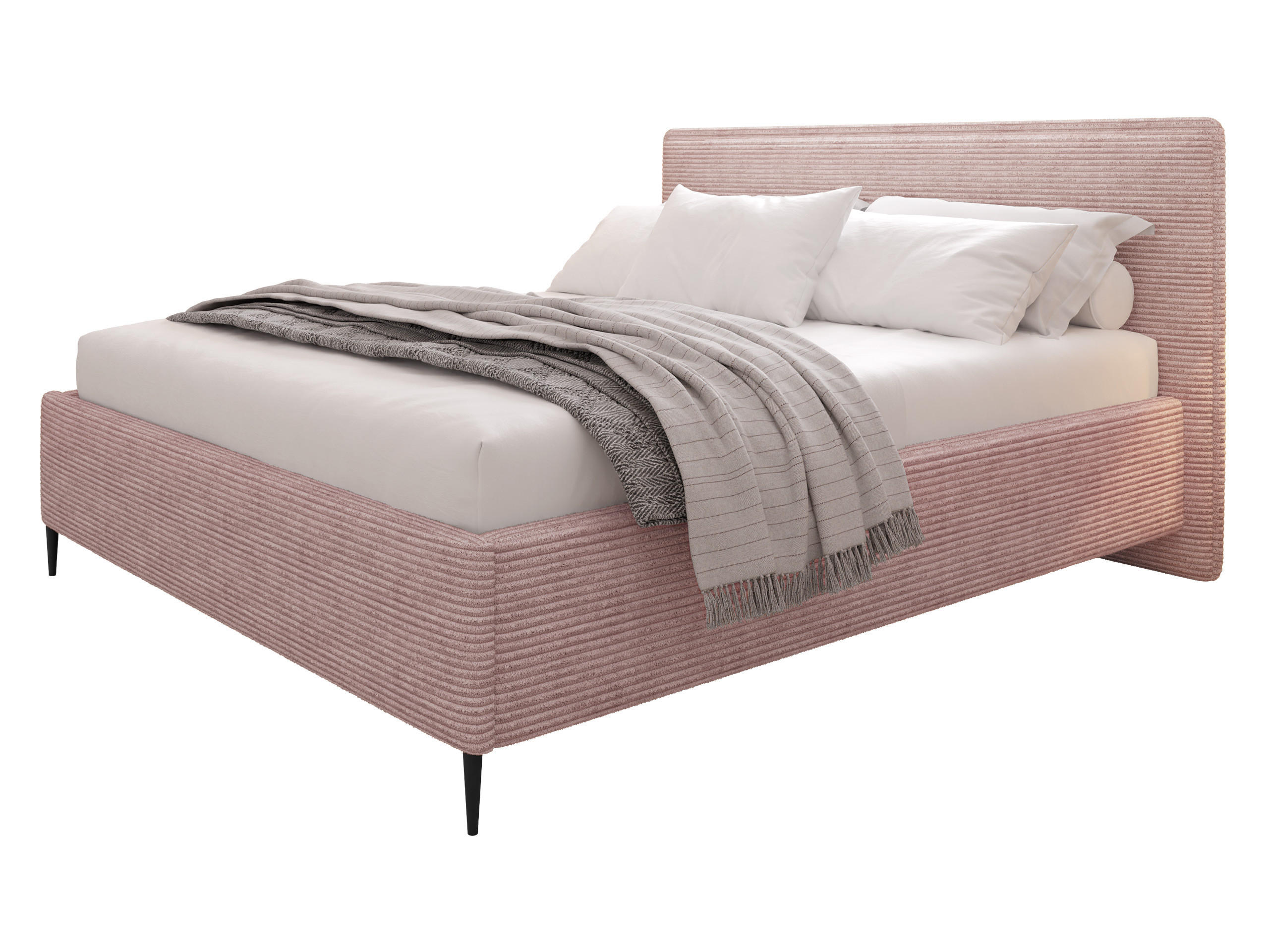 POLSTERBETT Puretta - Hellrosa/Schwarz, Holzwerkstoff/Textil (180/200cm) - MIRJAN24