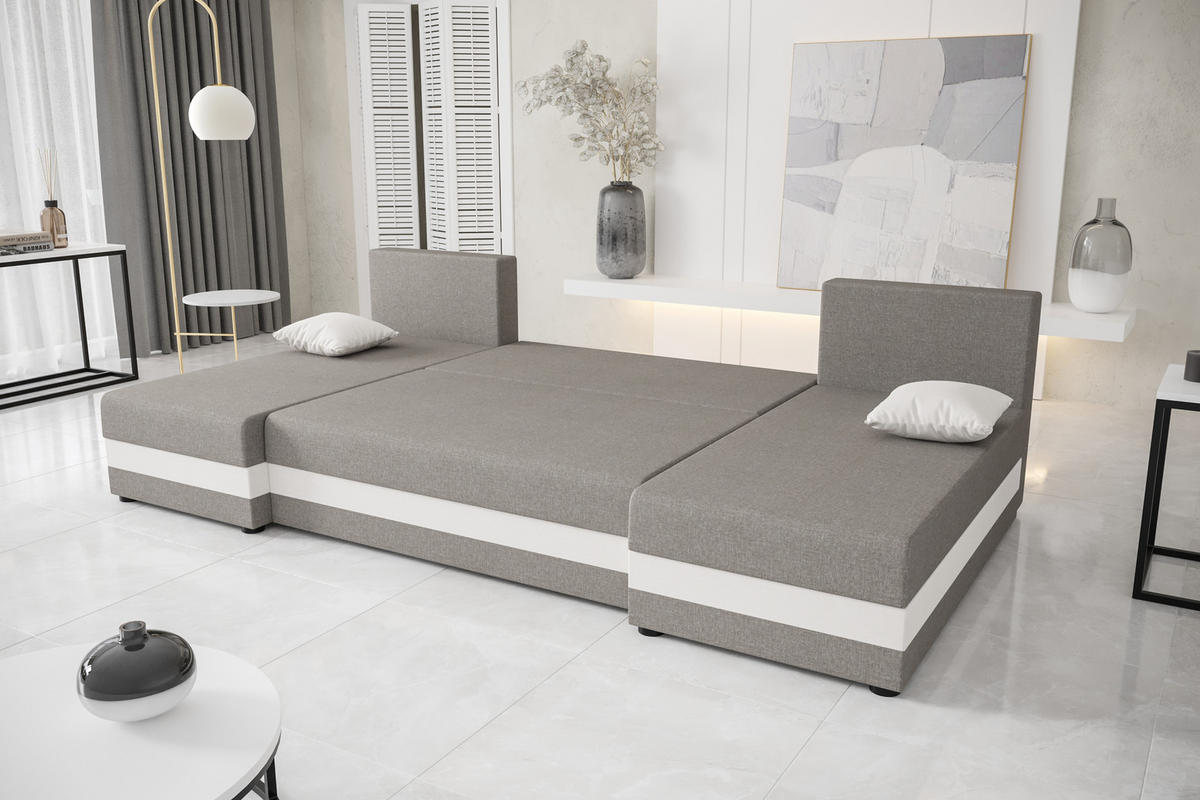 WOHNLANDSCHAFT HEWLET U Rainbow 05+41 mit Schlaffunktion - Braun, Textil (310/80/140cm) - Bedante