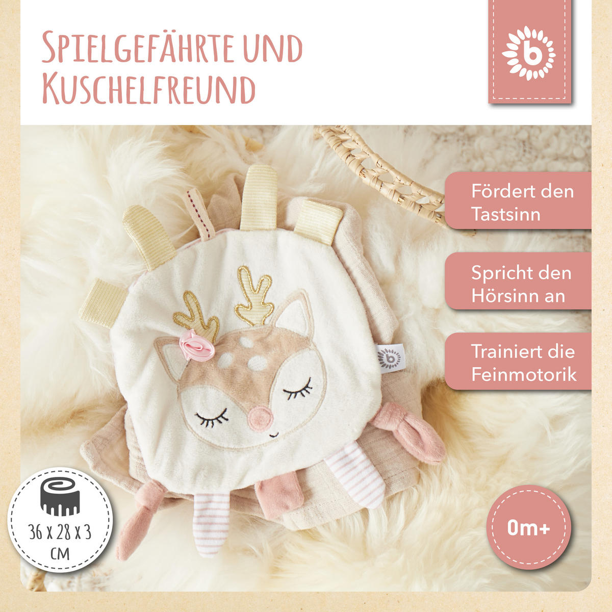 KNISTERTUCH Reh - ab Geburt - Beige, Textil (28/36cm) - Bieco Spielwaren