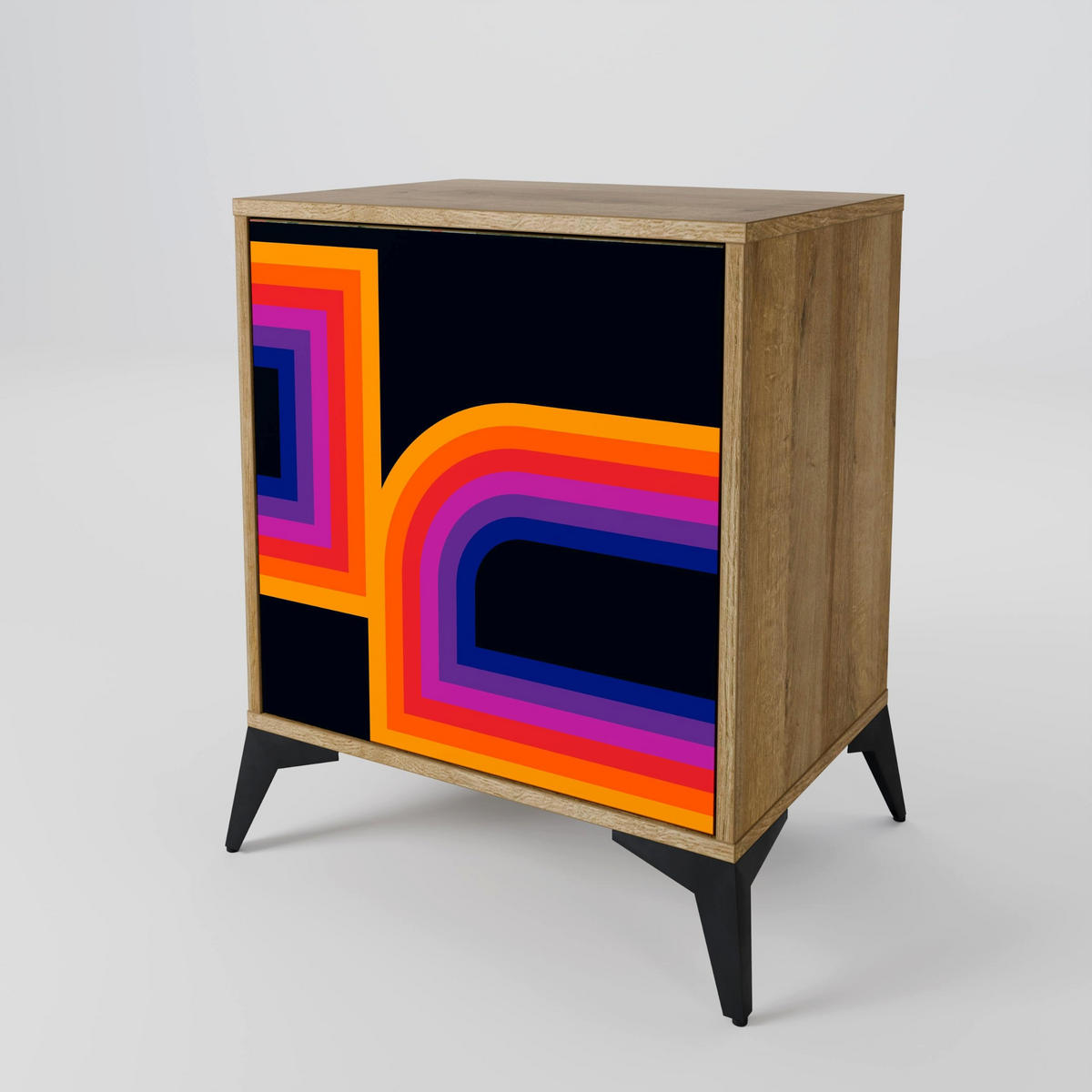 SIDEBOARD BLINDED BY THE LIGHTS, Eichefarben, 57,5x42x77,5 cm, Schräge Buchenholzfüße - Eichefarben/Buchefarben, Holzwerkstoff/Buchenholz (57.5/77.5/42cm) - SpaceRebels