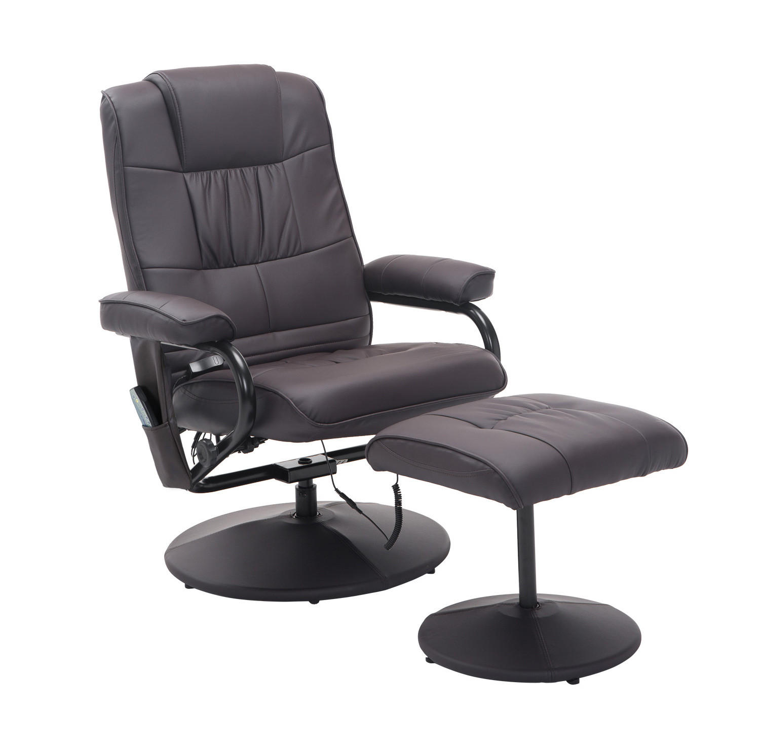 MASSAGESESSEL mit Hocker und 360°-Drehfunktion – mit Massagefunktion und verstellbarer Rückenlehne - Braun, Metall (77/95/84cm) - BEAOK
