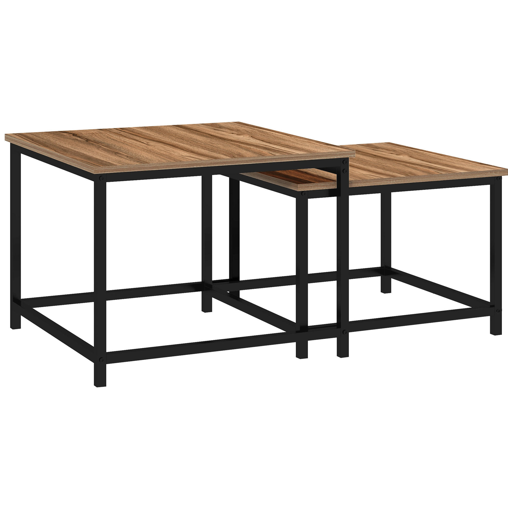 OKWISH SADA odkládacích stolků 60/60/45 cm přírodní z dřevotřísky s zasouvacím designem