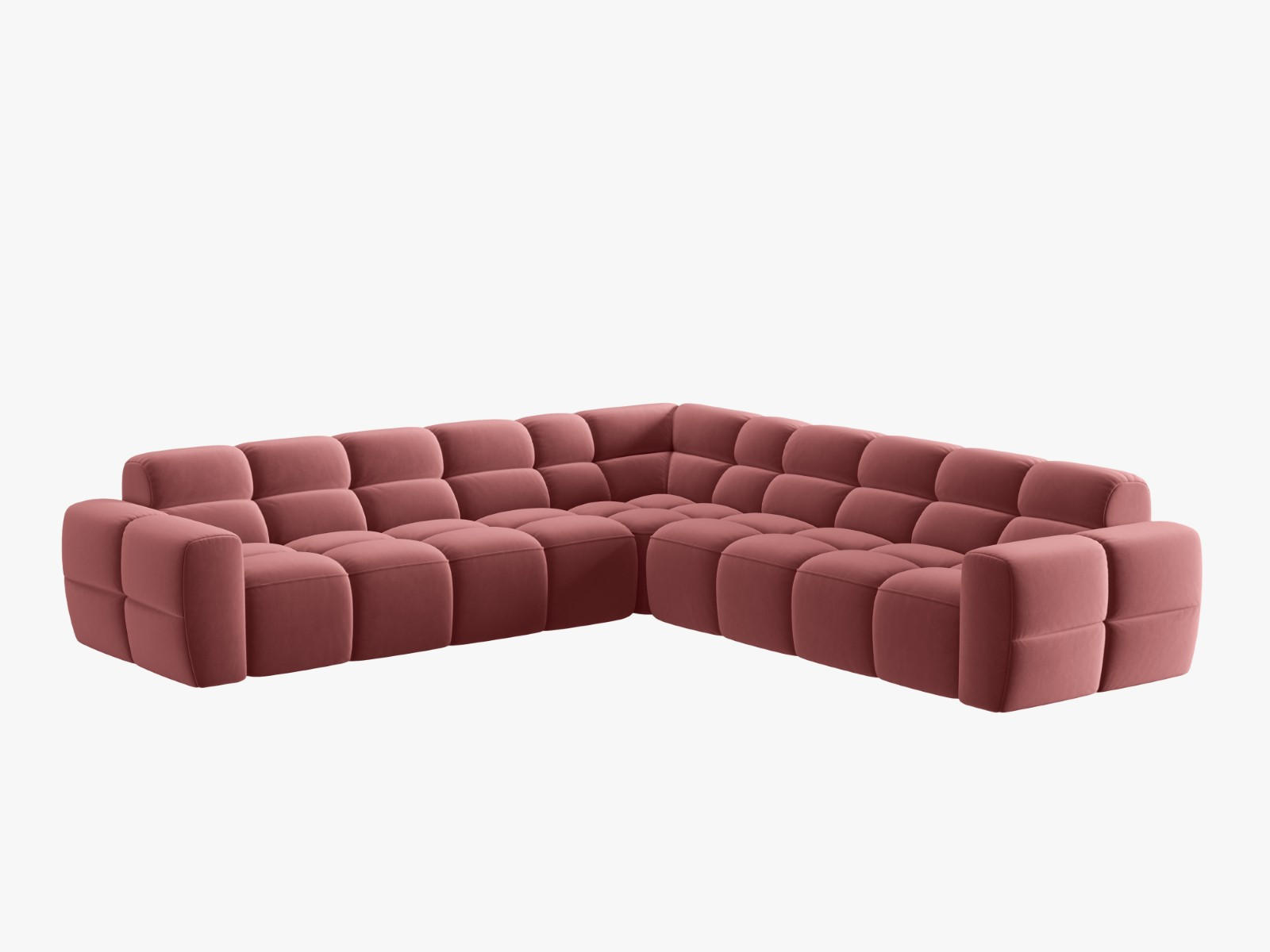 ECKSOFA Lisa aus Samt lachs 5 Sitzplätze - Dunkelrosa, Textil (310/310cm) - Micadoni