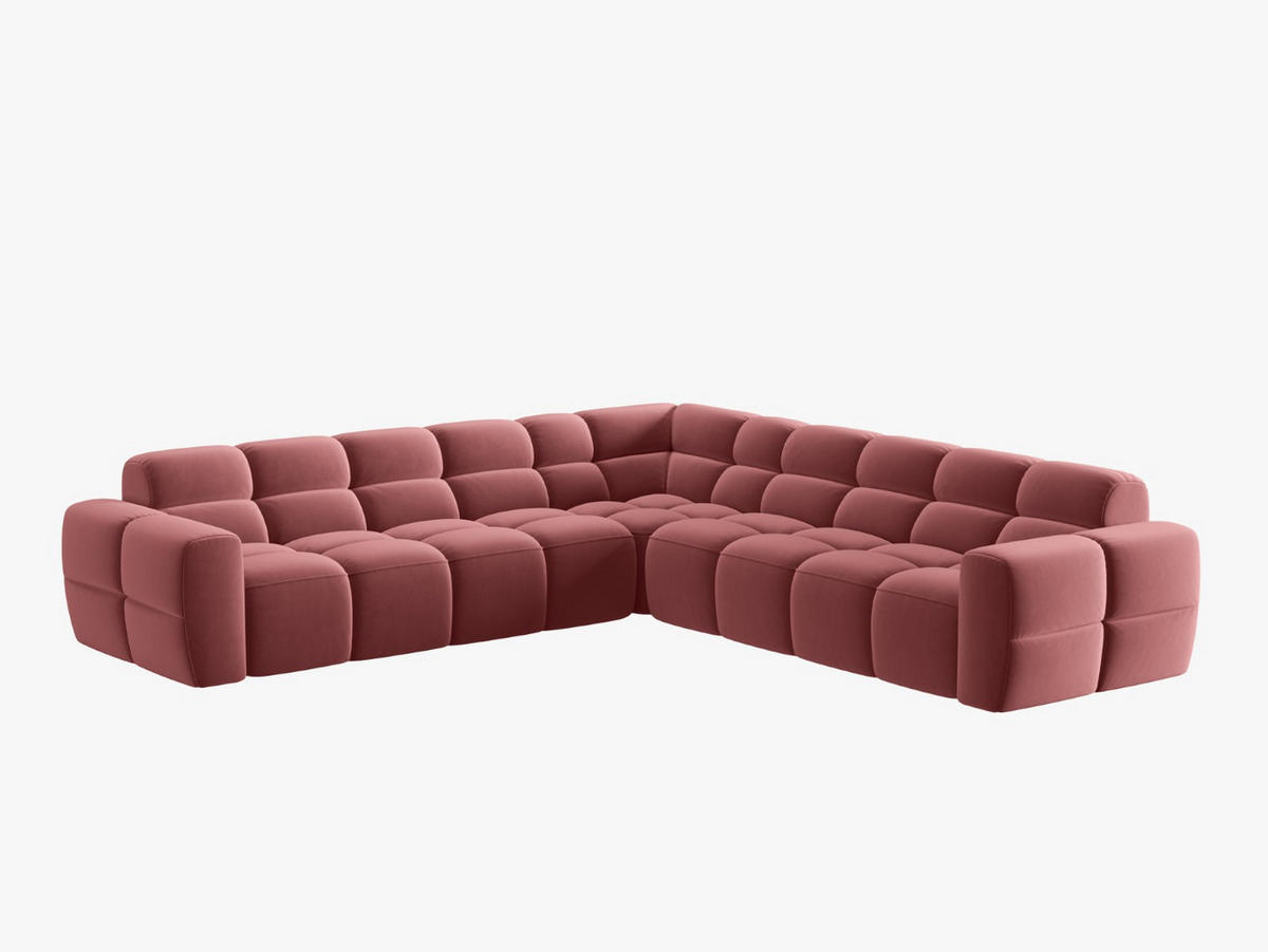 ECKSOFA Lisa aus Samt lachs 5 Sitzplätze - Dunkelrosa, Textil (310/310cm) - Micadoni