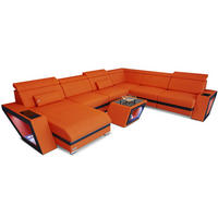 WOHNLANDSCHAFT Catania Orange Schwarz Mikrofaserstoff - Orange, Kunststoff (349/89/264cm)