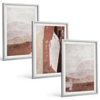 BILDER SET 3er Set - 40x60 cm Silberner Rahmen - Braun-beige abstrakte Muster - Silberfarben, Kunststoff (40/60cm) - TULUP