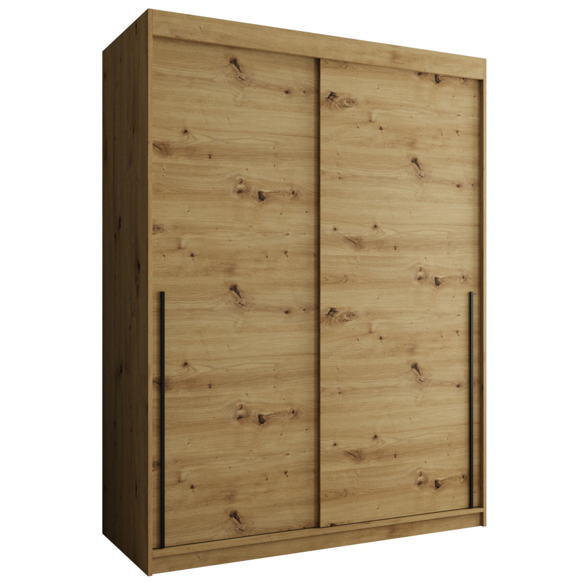ŠATNÍ SKŘÍŇ S POSUVNÝMI DVEŘMI 150 cm šířka, Artisan s černým úchytem - čierna/dub artisan, kompozitné drevo (150/200/62cm) - Home Collective