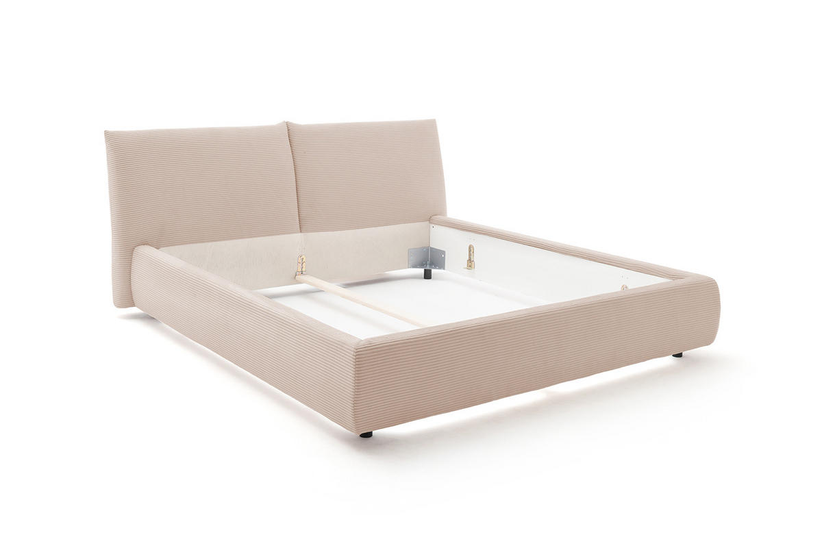 POLSTERBETT HENRY Taupe Cord - Taupe/Schwarz, Textil (140/200cm) - KAWOLA