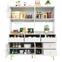 BUFFET 145/39/171 cm weiß aus MDF mit Glastür & Weinregal - Weiß, Holzwerkstoff (145/171/39cm) - OKWISH