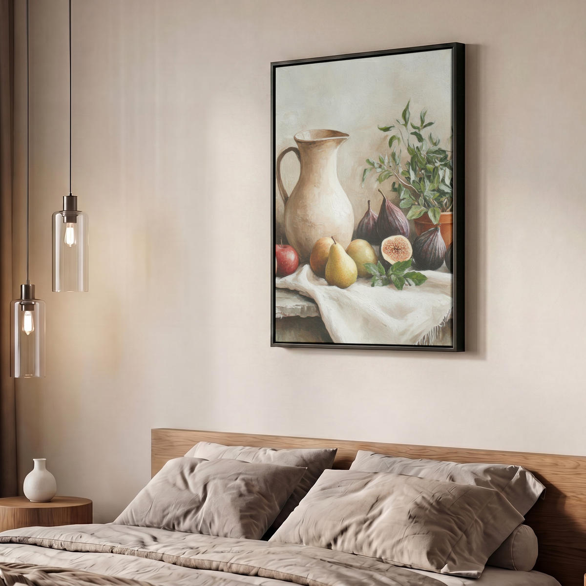 LEINWAND Bilder mit Rahmen - Obst - Kräuter - Ländlich - 60x80 - Naturfarben, Textil (60/80cm) - MuchoWow