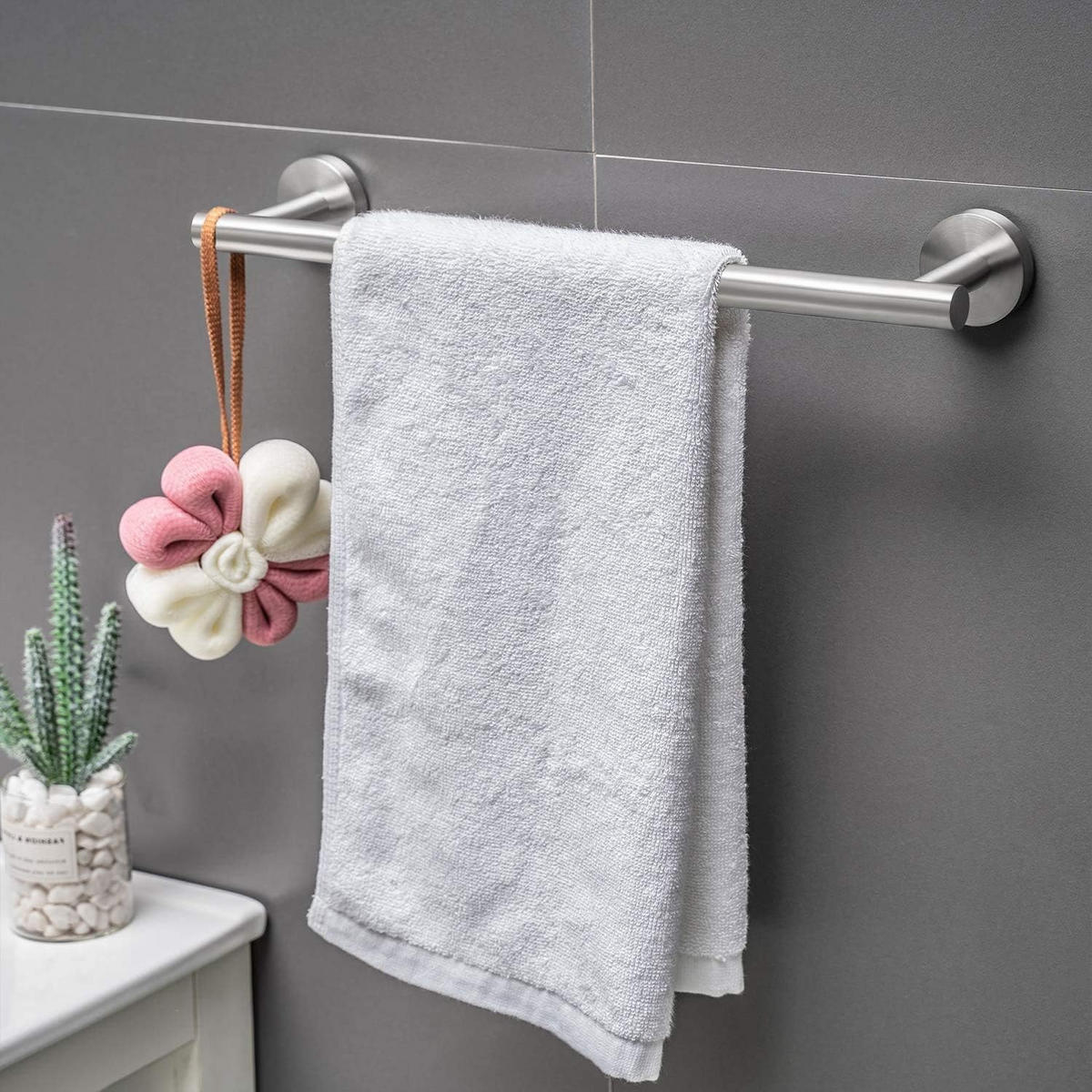 BADEZIMMER-REGAL-SET, silber, 42/18/6 cm - Silberfarben, Metall (18/6/42cm)