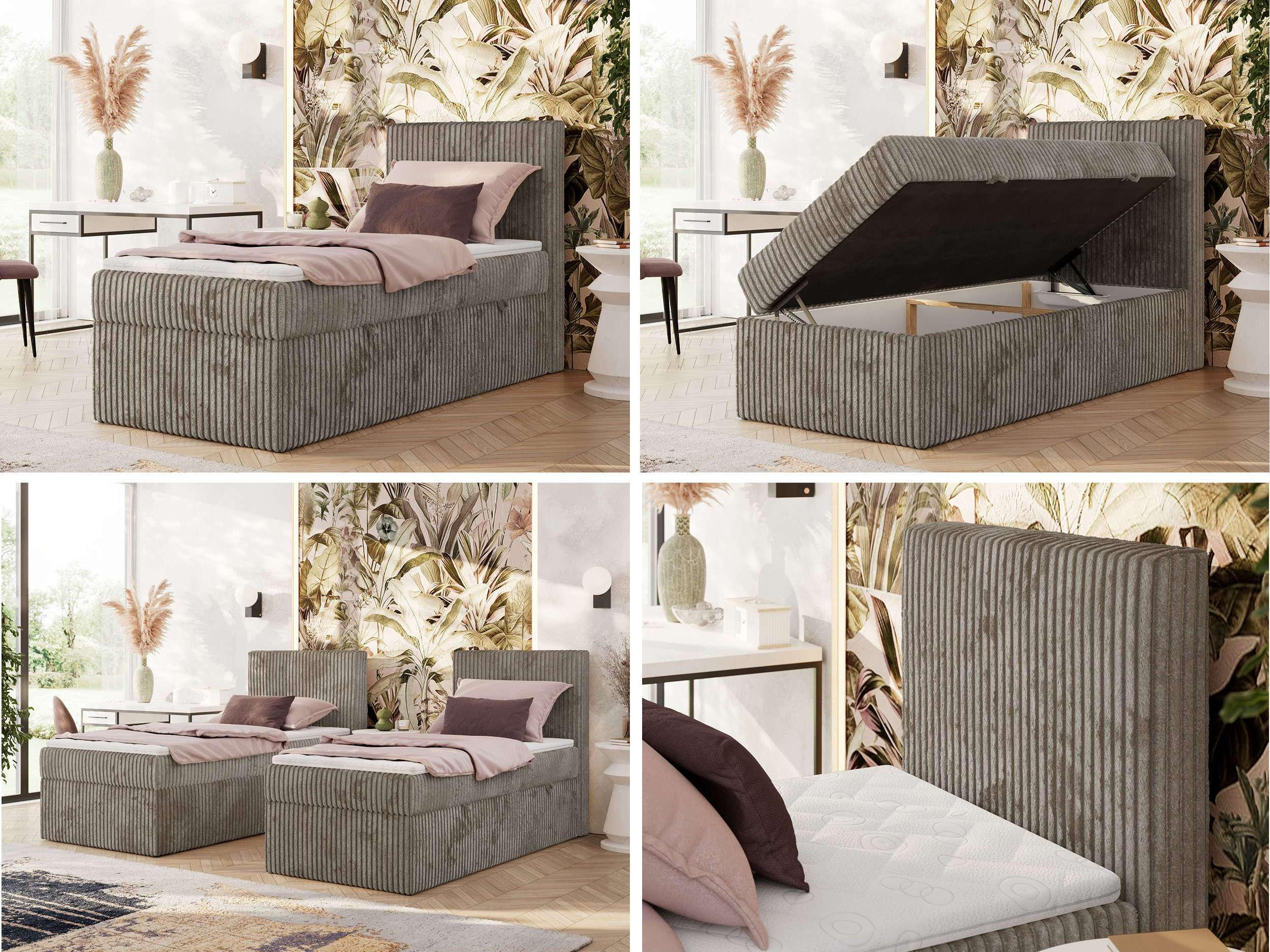 Thumbnail - MKS Boxbett, Hellbraun, Textil, 1-Sitzer, H3, Höhe ca. 20 cm, Rechteckig, 90x200 cm, Oeko-Tex®, Schlafzimmer, Betten, Bo...