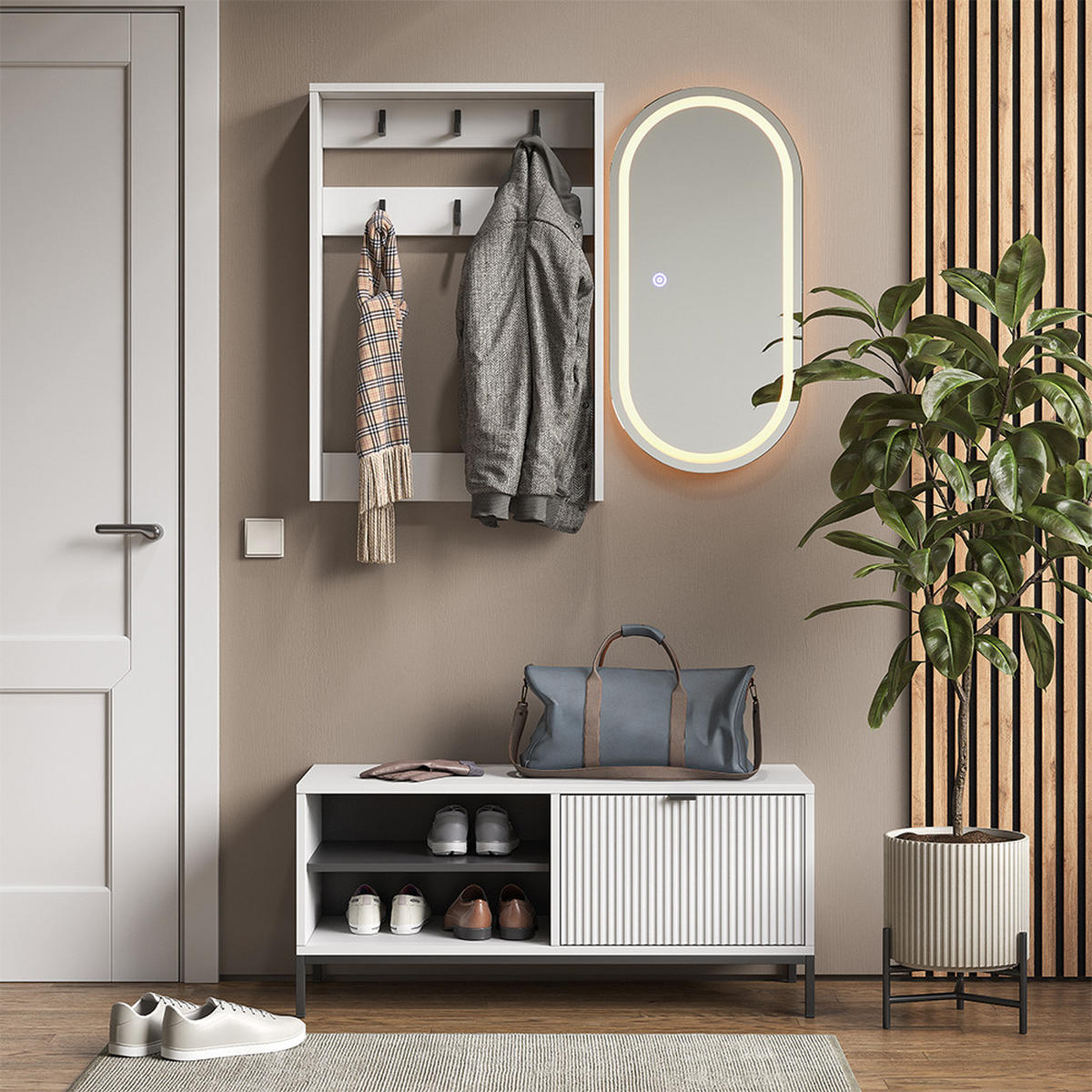 GARDEROBE Eliza Weiß 100 x 45 cm Set, 3 Teile - Weiß, Holzwerkstoff (100/45/40cm) - Vicco