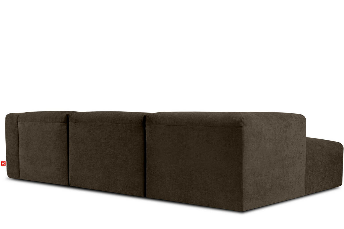 ECKMODULSOFA-LINKS BUFFO mit extrem weicher und bequemer Sitzfläche, Gewebestoff, braun - Braun, Textil (297/180cm) - KONSIMO®