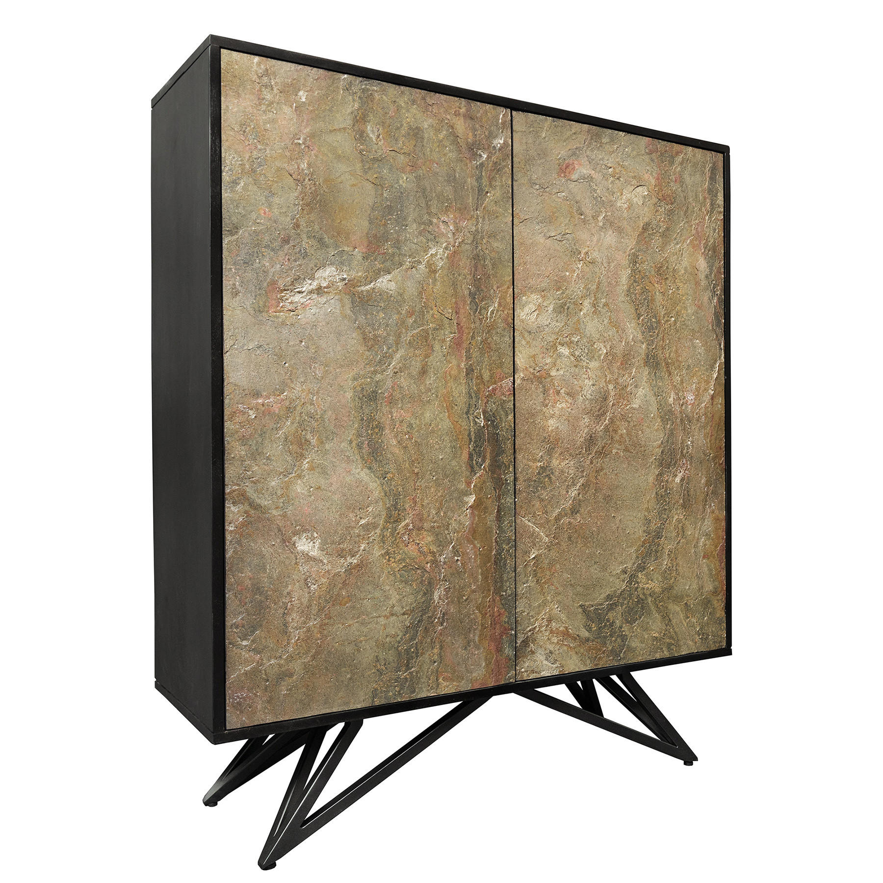HIGHBOARD MOUNTAIN SOUL Akazie Grau|Grün 120cm - Schwarz/Grau, Holz/Stein (100/120/38cm) - riess-ambiente