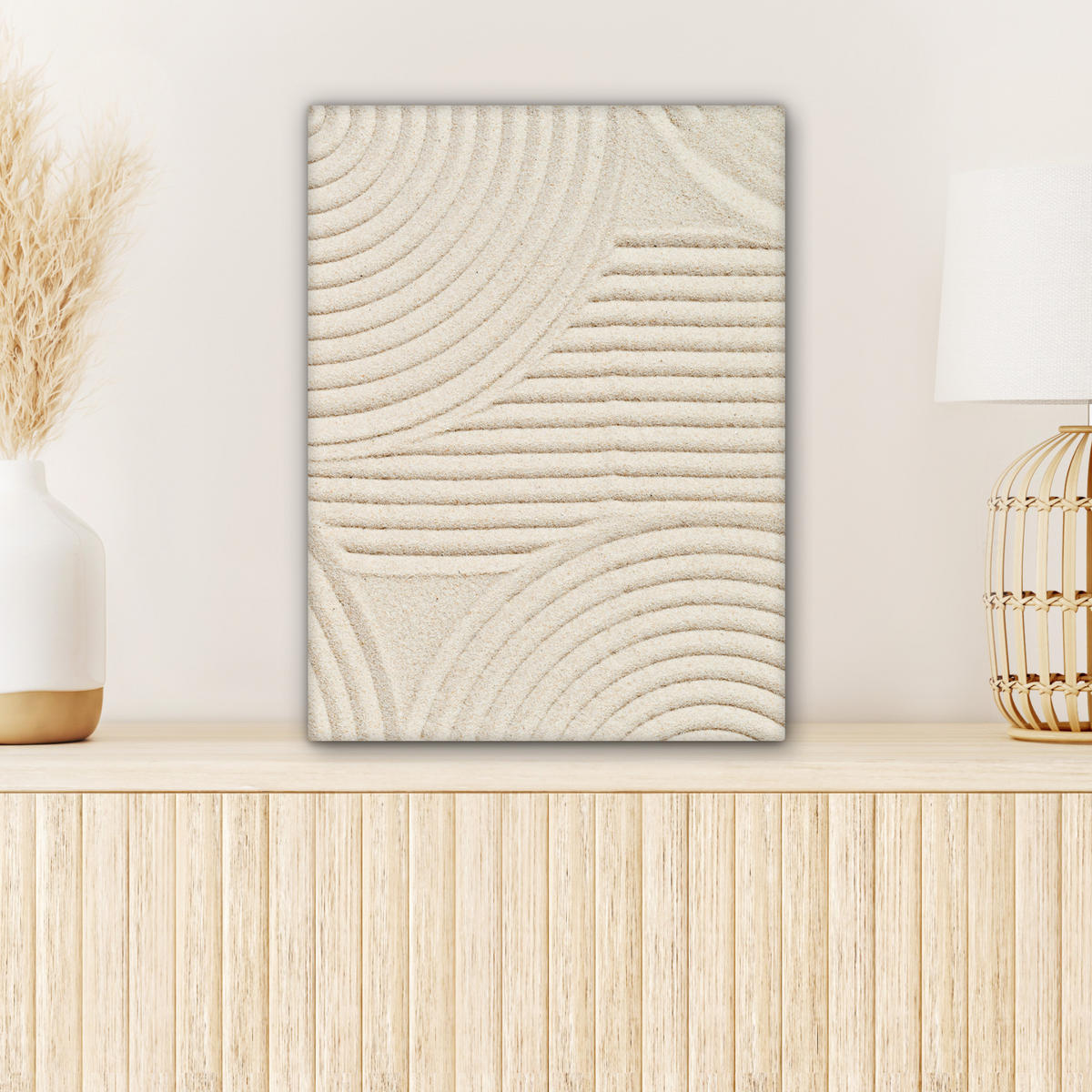 LEINWANDBILD Muster - Abstrakt - Weiß 30x40 cm - Beige, Textil (30/40cm) - MuchoWow